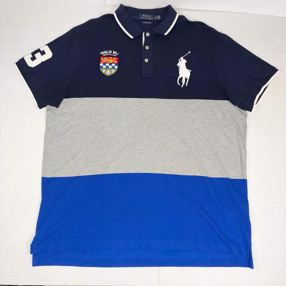 Polo Ralph Lauren Custom Slim Fit Colorblock Big Pony & Crest Men XL